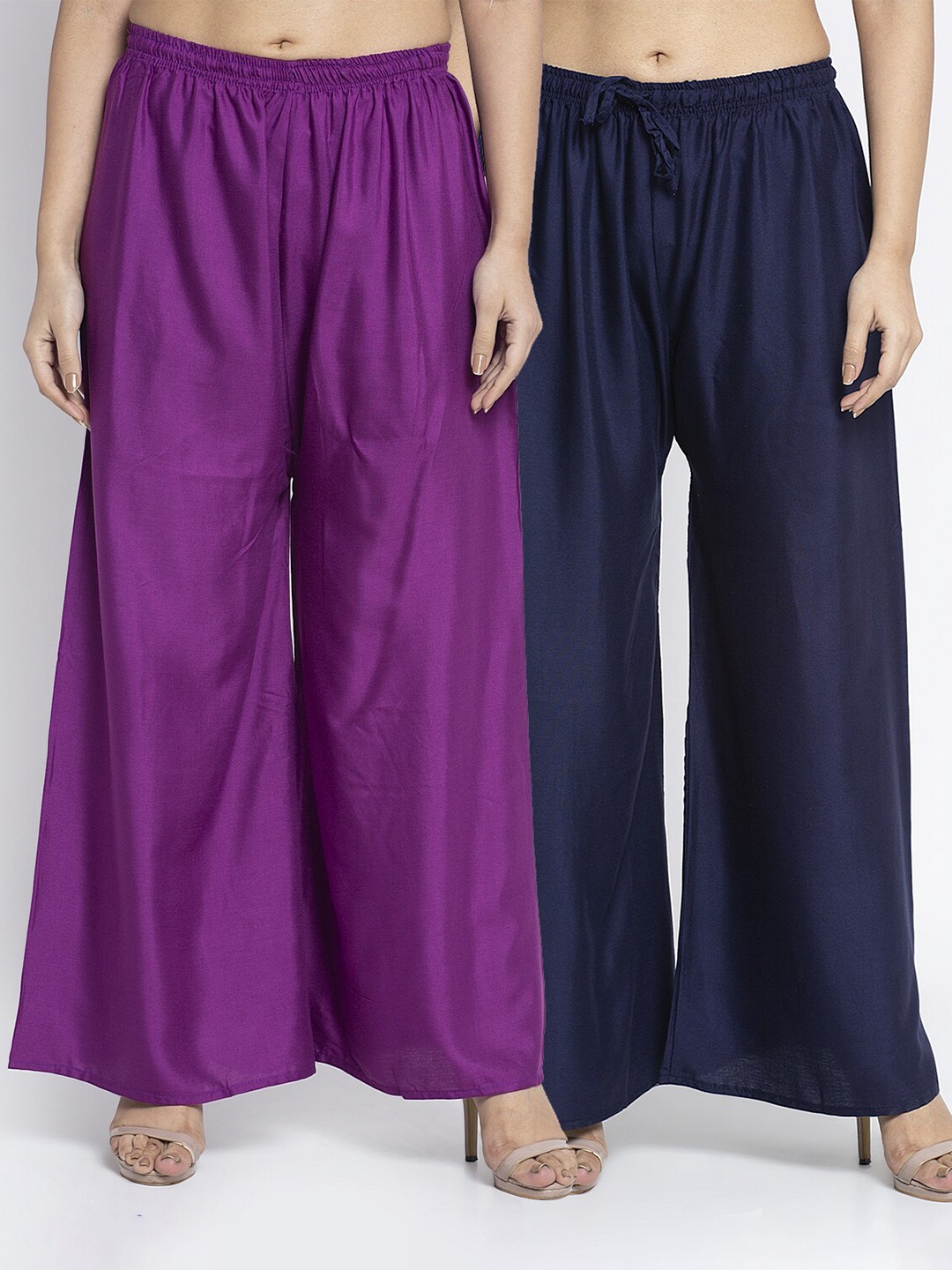 

GRACIT Women Pack of 2 Purple & Navy Blue Ethnic Palazzos