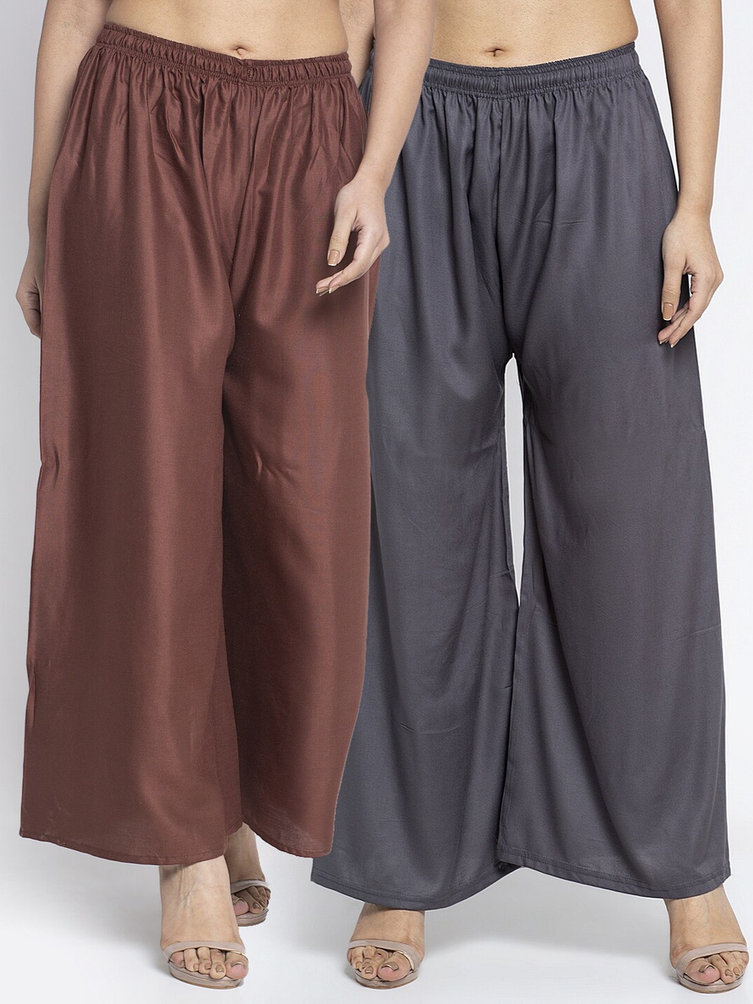 

GRACIT Women Pack of 2 Brown & Grey Ethnic Palazzos