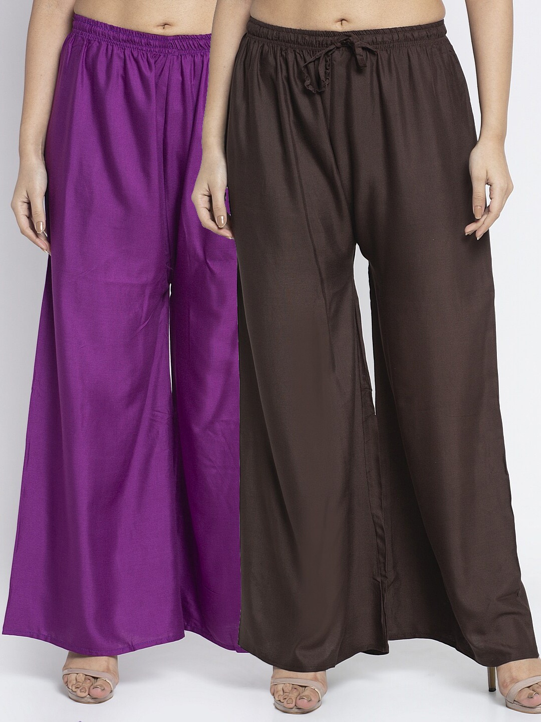 

GRACIT Women Pack of 2 Purple & Brown Ethnic Palazzos