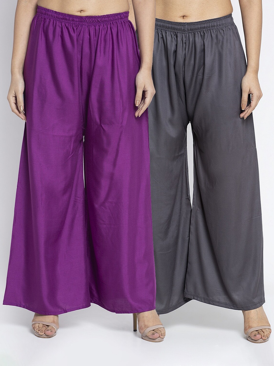 

GRACIT Women Pack of 2 Purple & Grey Ethnic Palazzos