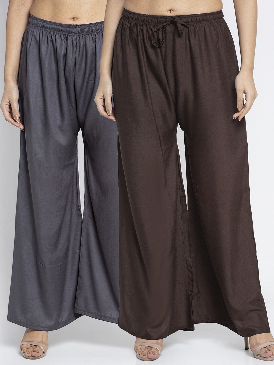 

GRACIT Women Pack Of 2 Grey & Brown Ethnic Palazzos