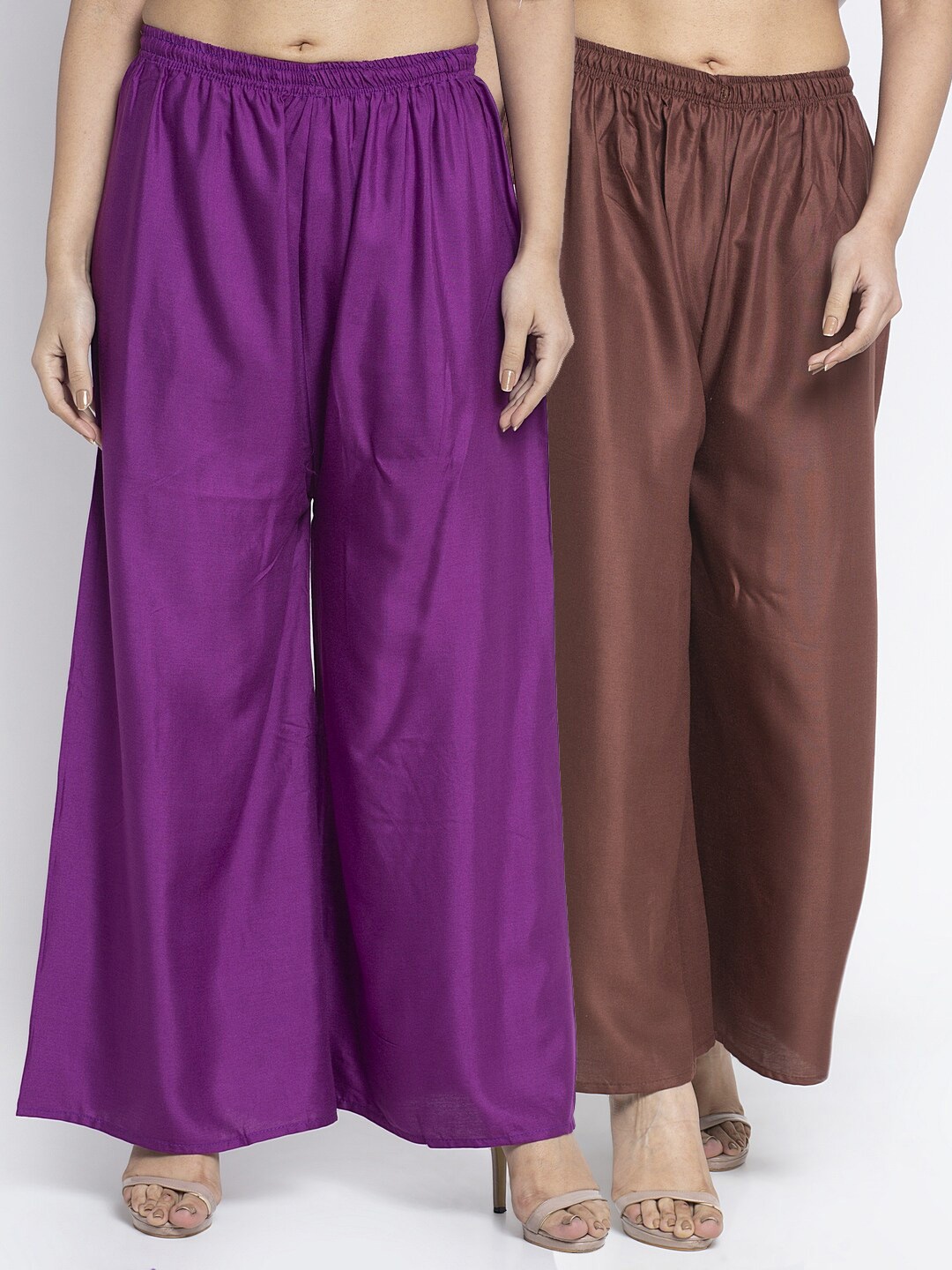

GRACIT Women Pack Of 2 Purple & Brown Ethnic Palazzos