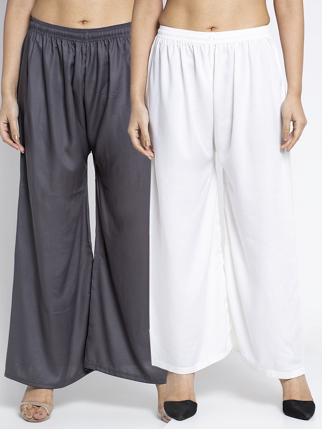 

GRACIT Women Grey & White 2 Ethnic Palazzos
