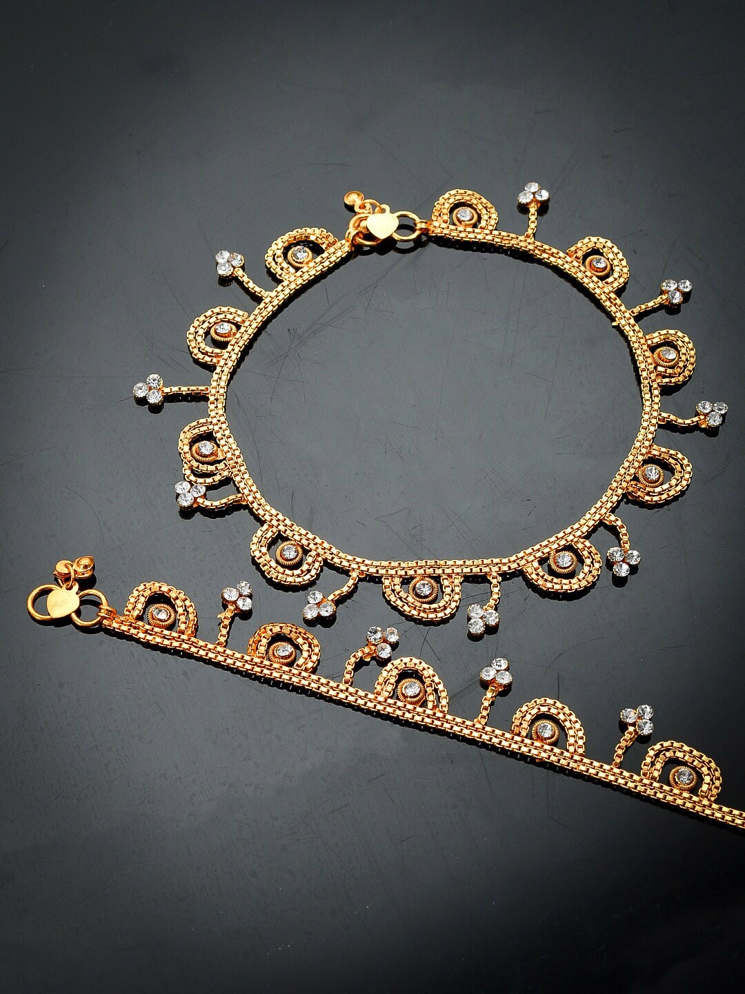 

Silvermerc Designs Set Of 2 Gold-Plated Traditional Ethnic Samira Tasselled Anklet