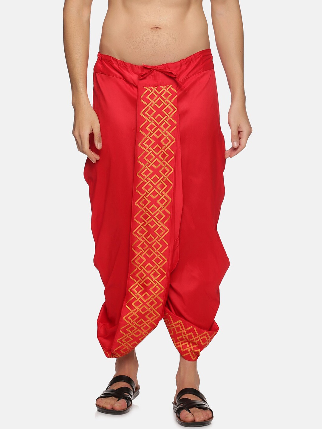 

Sethukrishna Men Red Print Dhoti