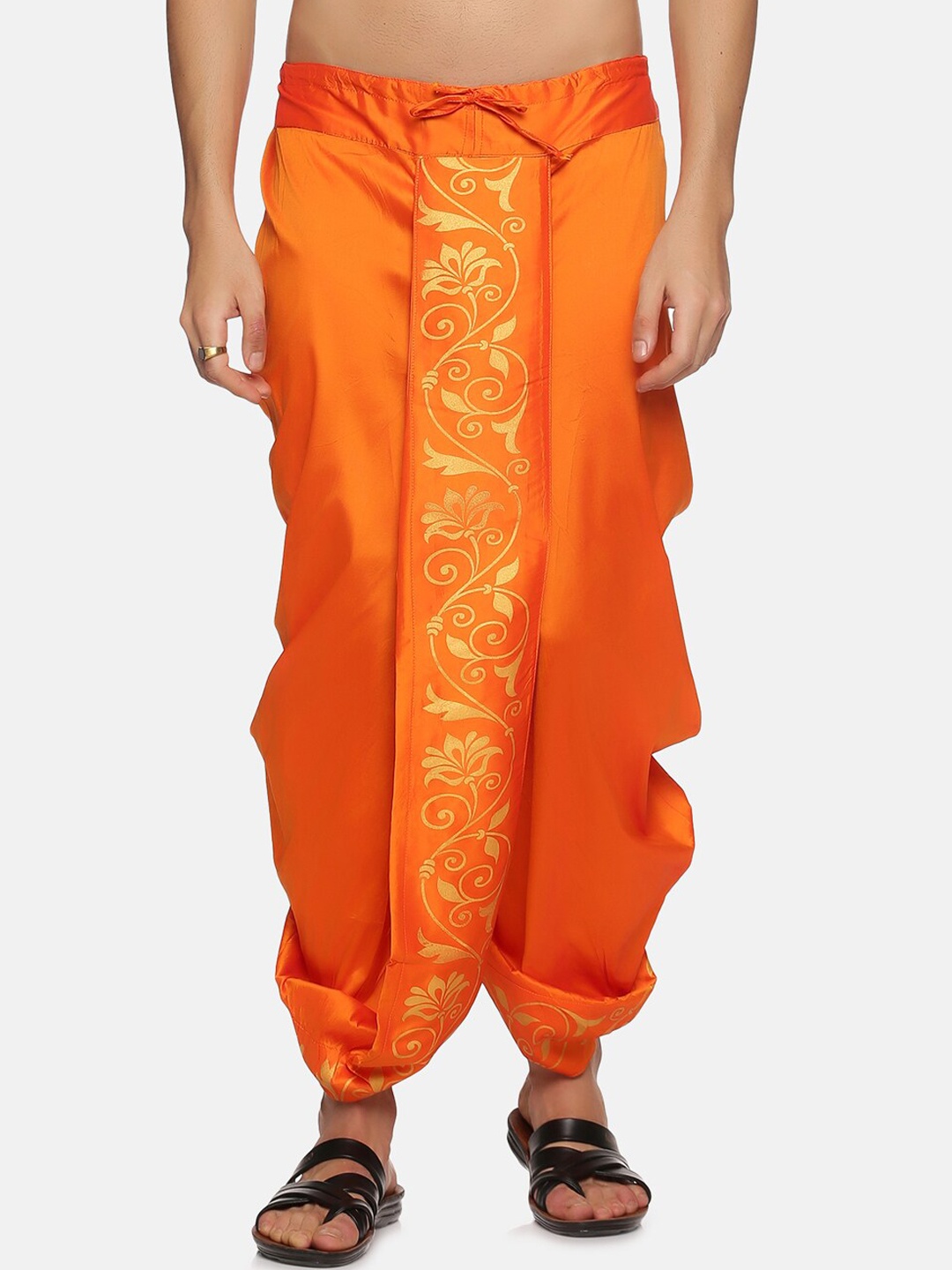 

Sethukrishna Men Orange Printed Dhoti