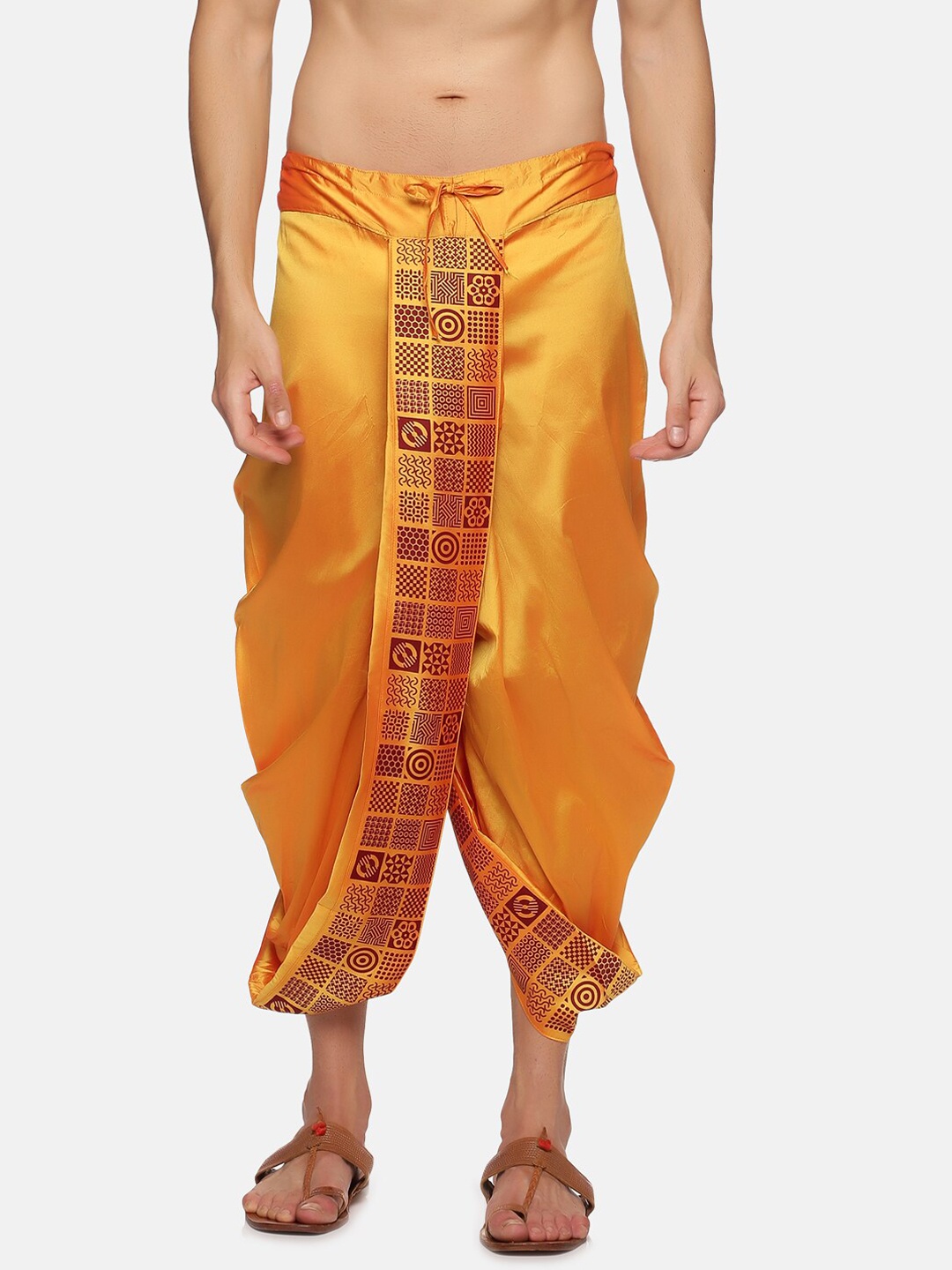 

Sethukrishna Men Yellow Printed Dhoti Pant