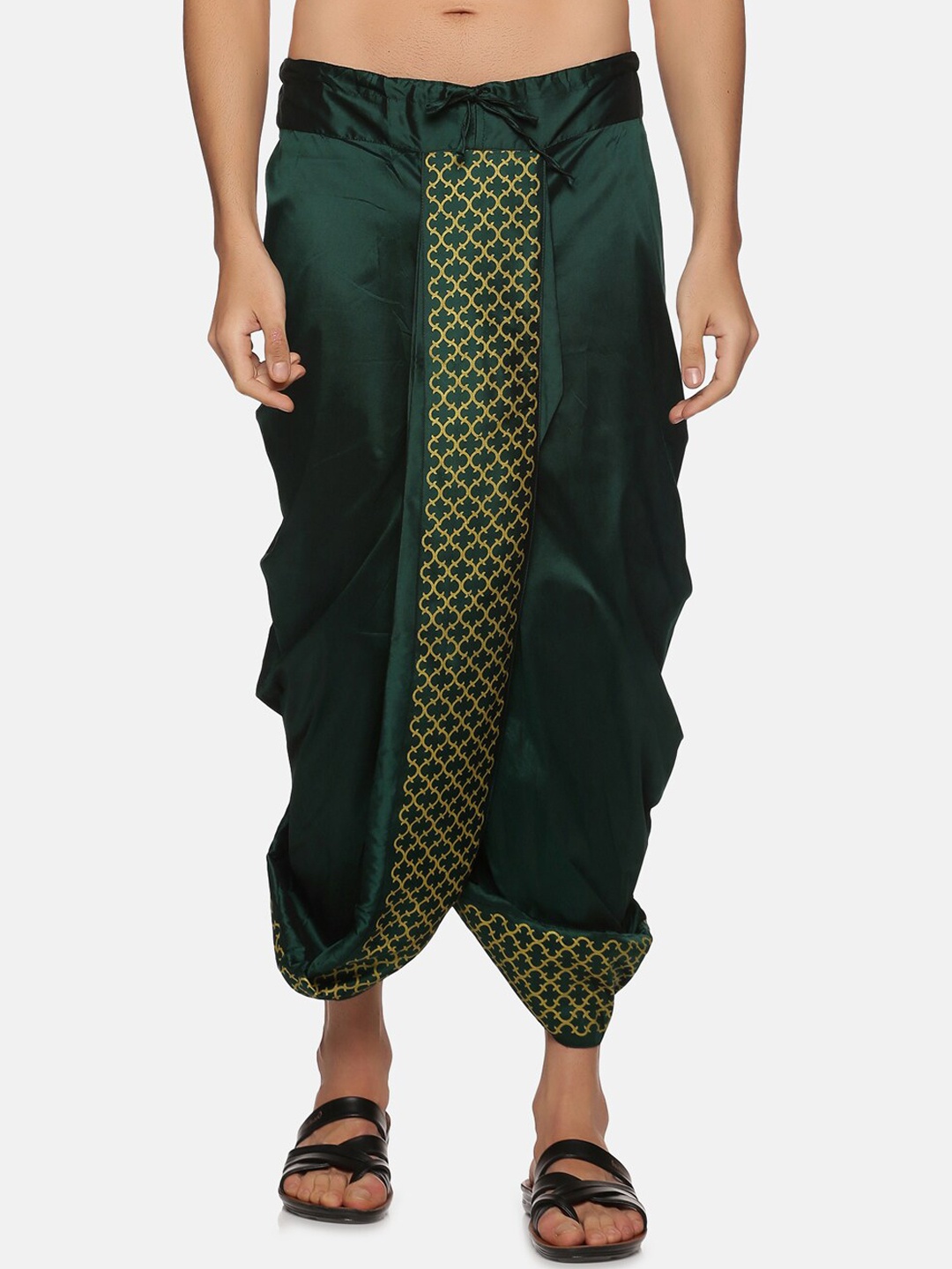 

Sethukrishna Men Green Printed Dhoti