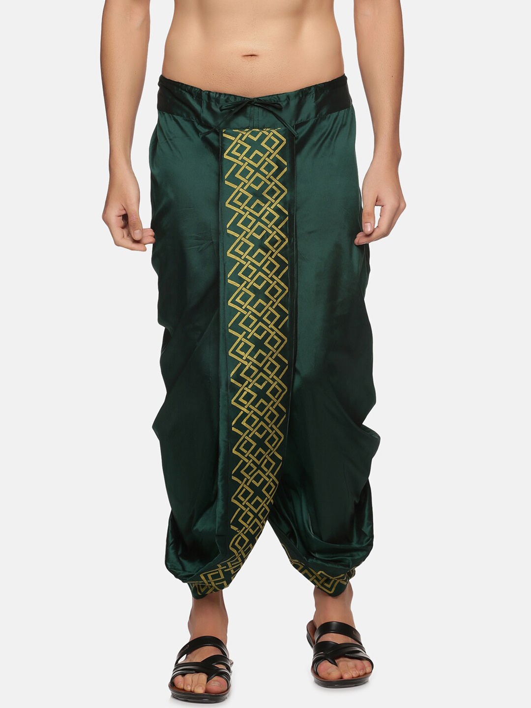 

Sethukrishna Men Green Printed Dhoti