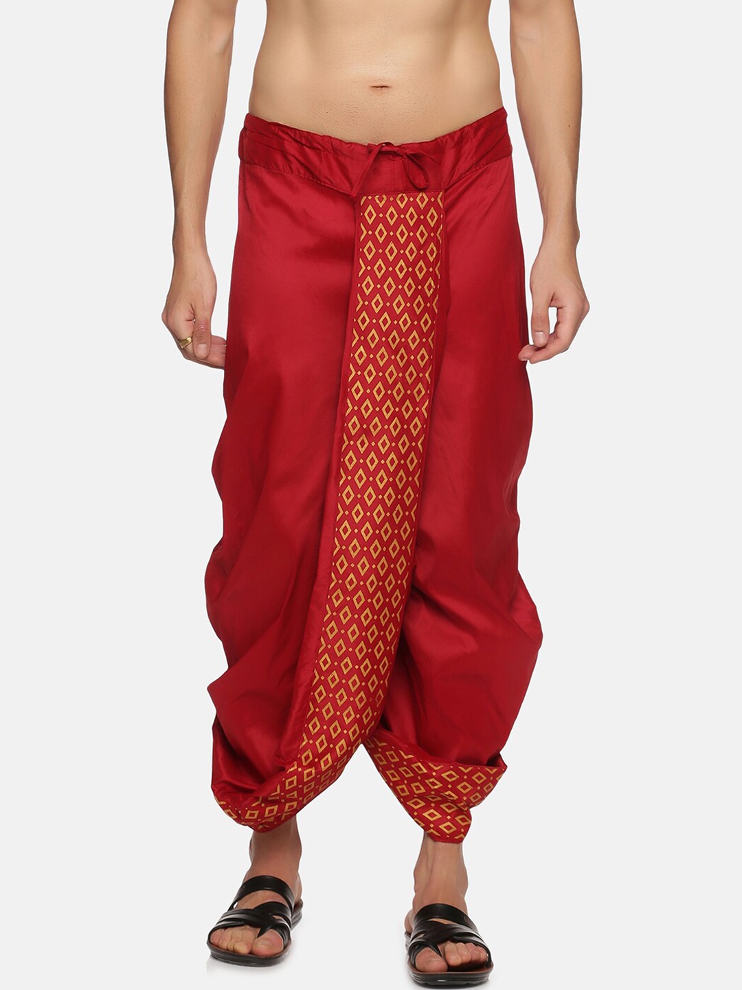 

Sethukrishna Men Maroon Printed Dhoti Pant