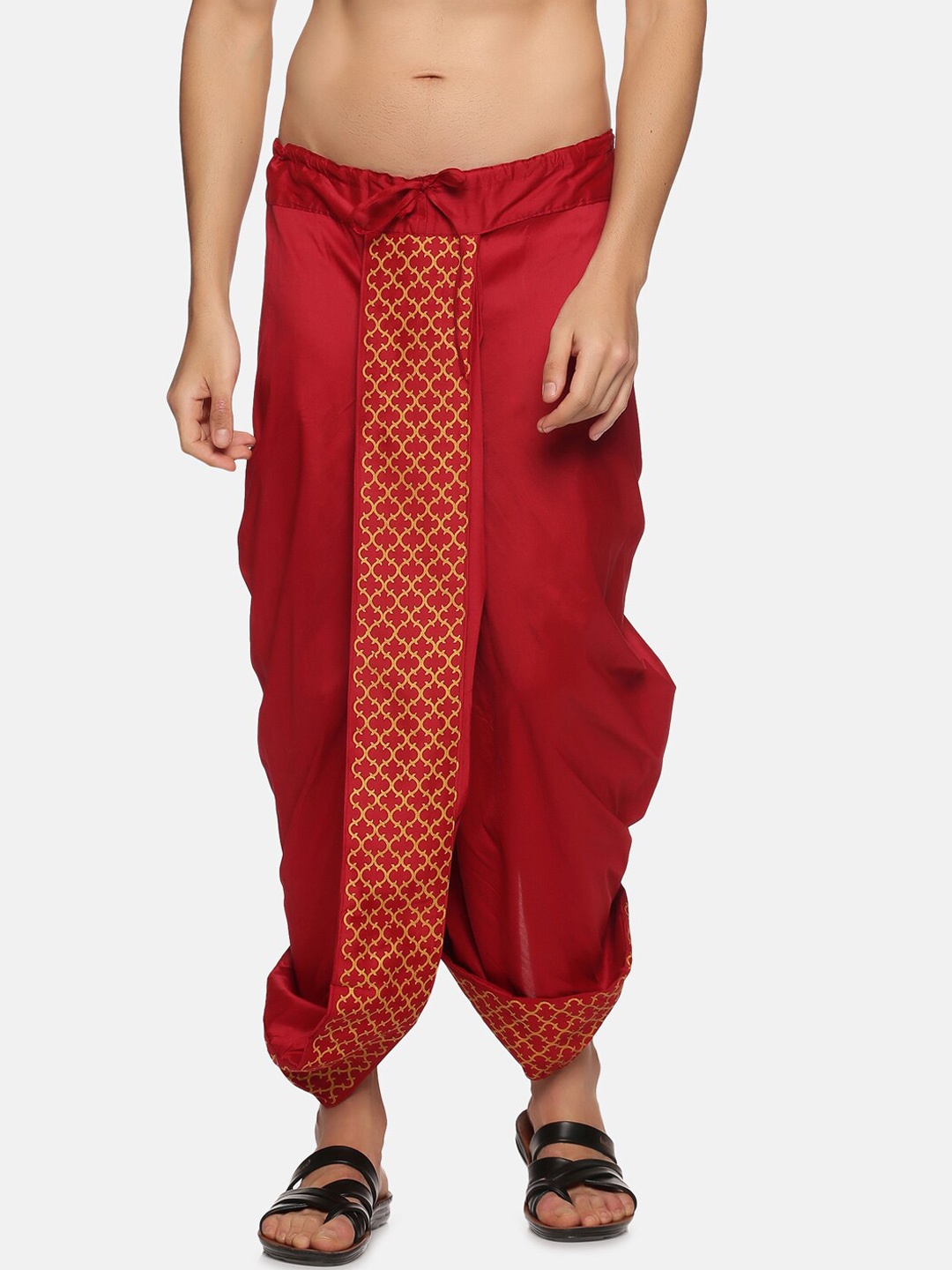 

Sethukrishna Men Maroon Printed Dhoti