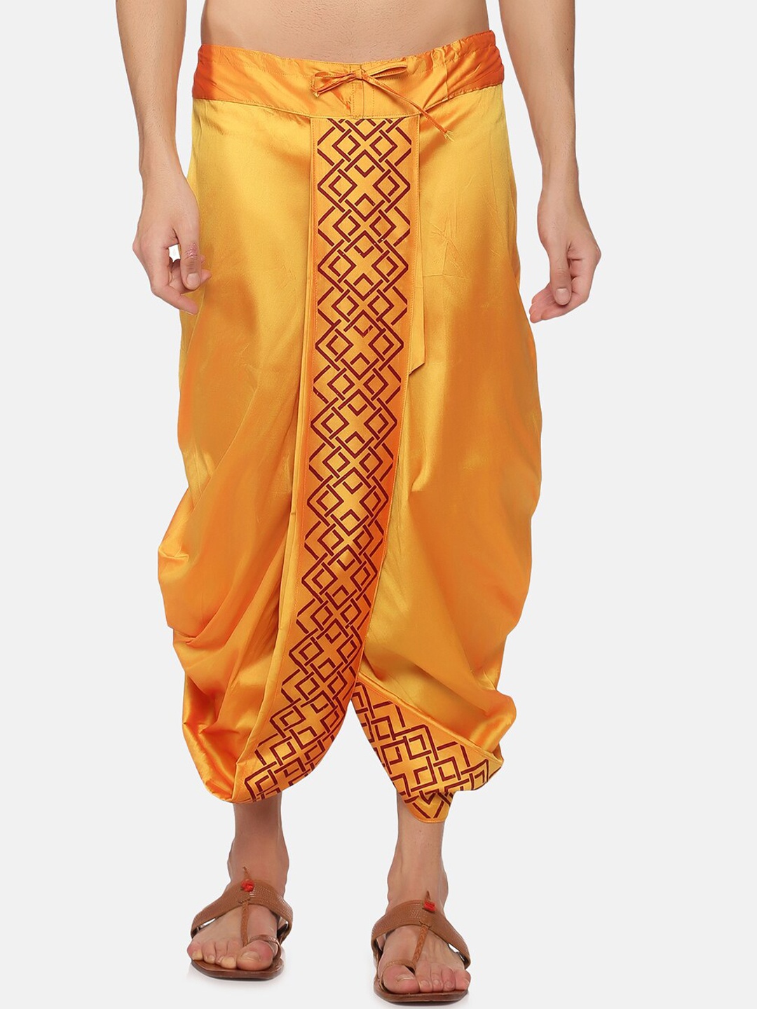 

Sethukrishna Men Yellow Printed Dhoti Pant