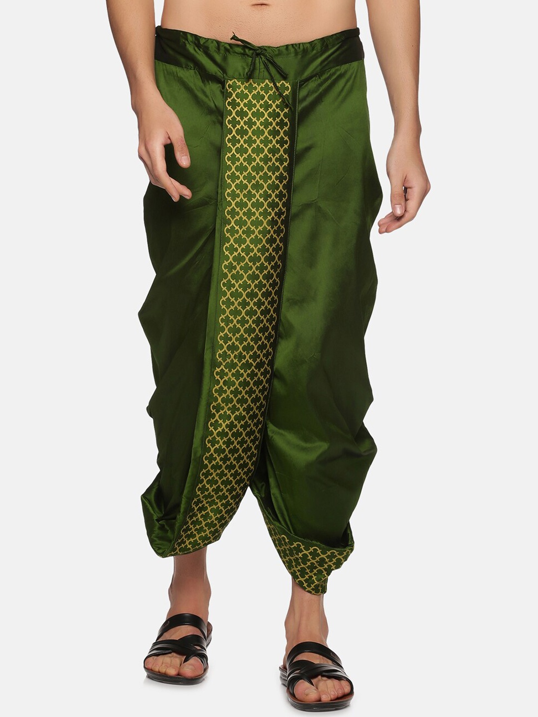 

Sethukrishna Men Green Printed Dhoti