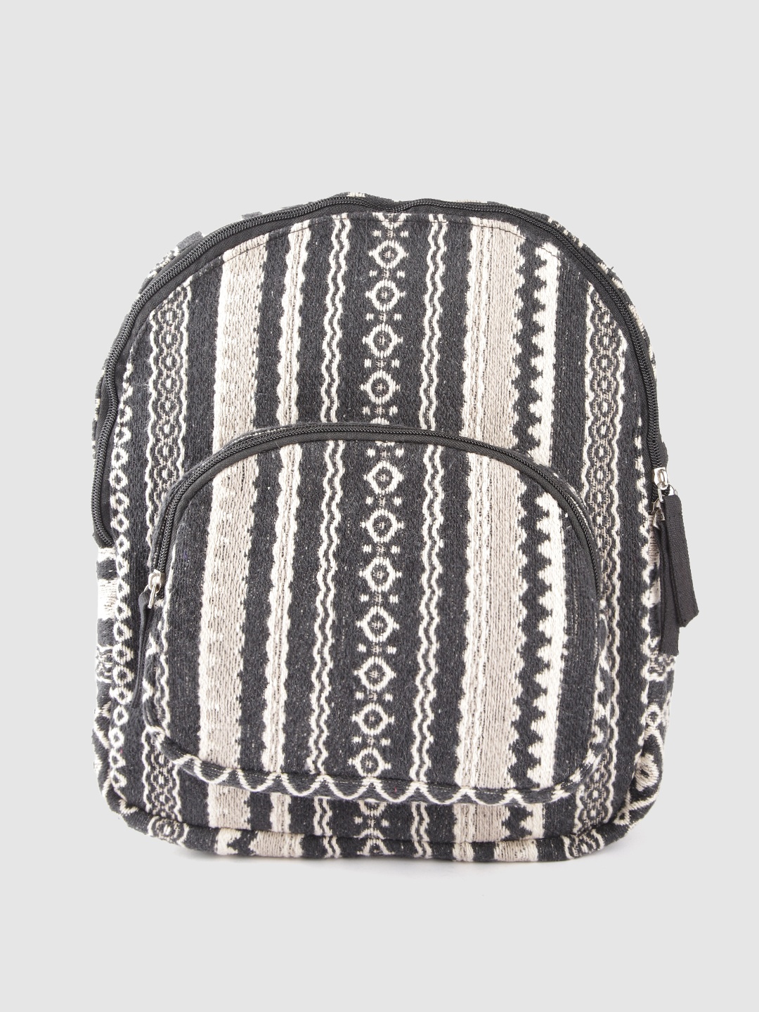 

Anouk Women Black & Beige Ethnic Print Backpack- 8 Litres
