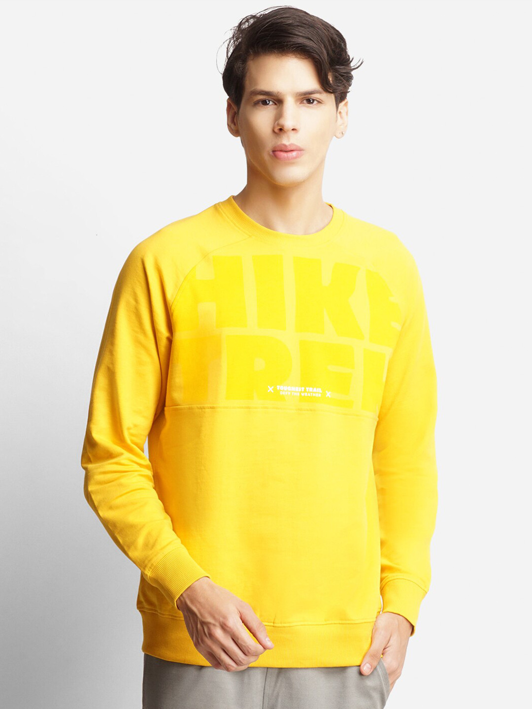 

Wildcraft Men Mustard Printed Cotton Sweatshirt