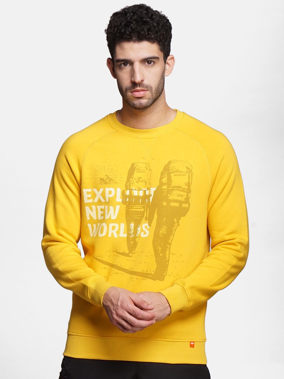 

Wildcraft Men Mustard Printed Cotton Sweatshirt