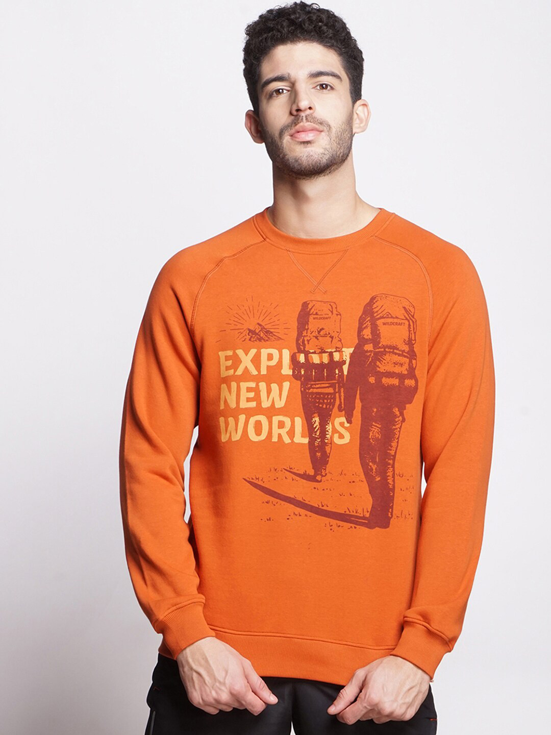 

Wildcraft Men Rust Printed Cotton Sweatshirt