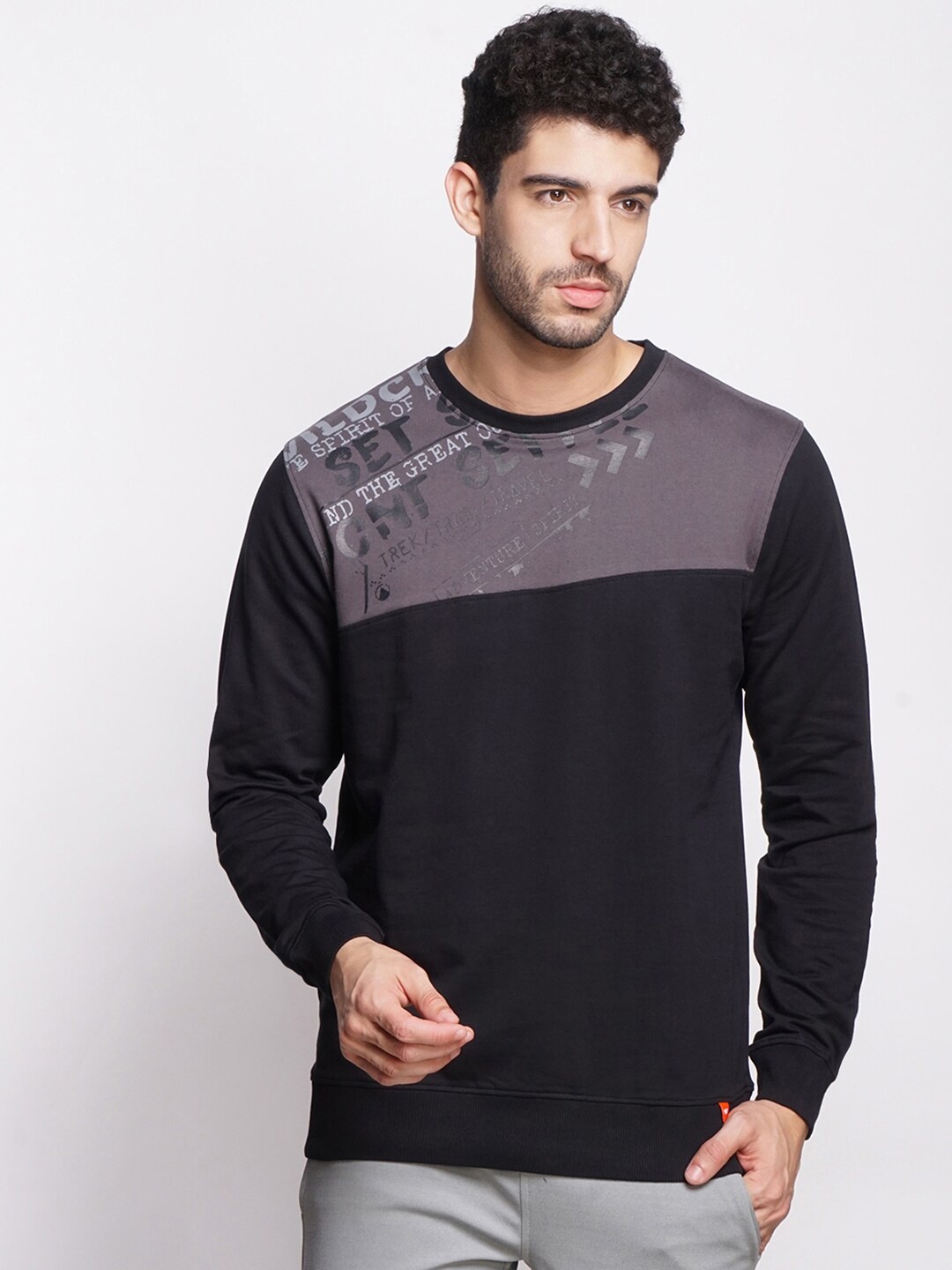 

Wildcraft Men Black Printed Cotton Sweatshirt