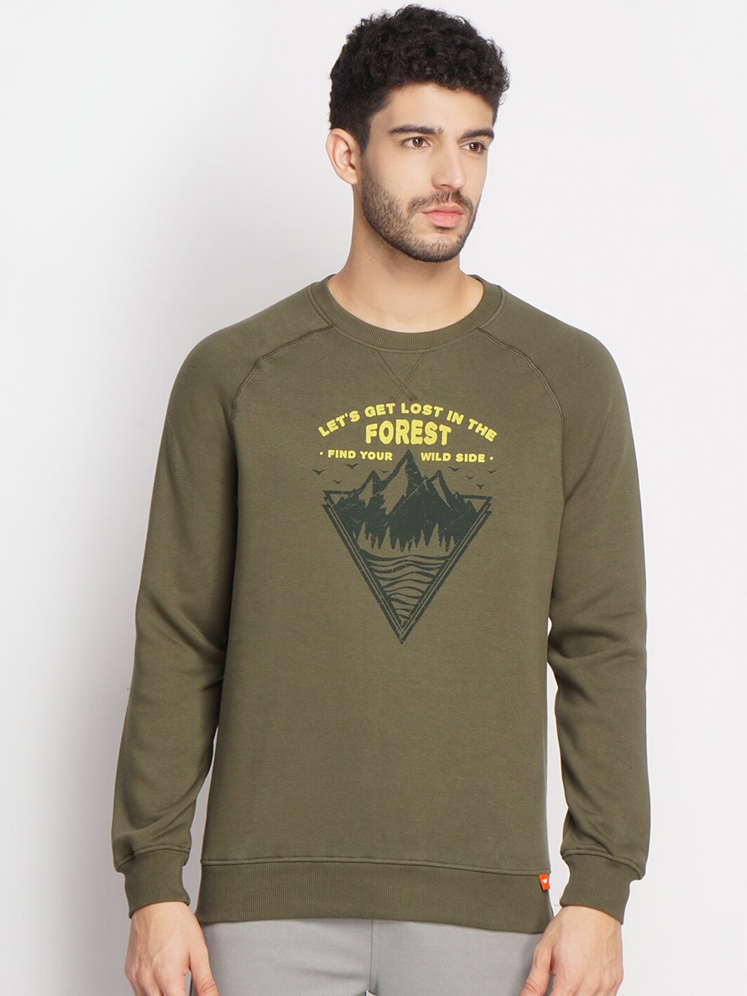 

Wildcraft Men Olive Green Printed Sweatshirt