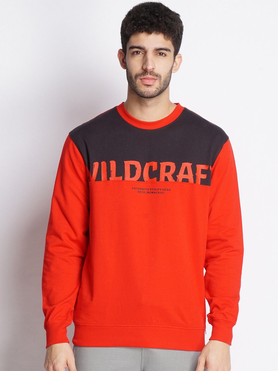 

Wildcraft Men Red Printed Cotton Sweatshirt