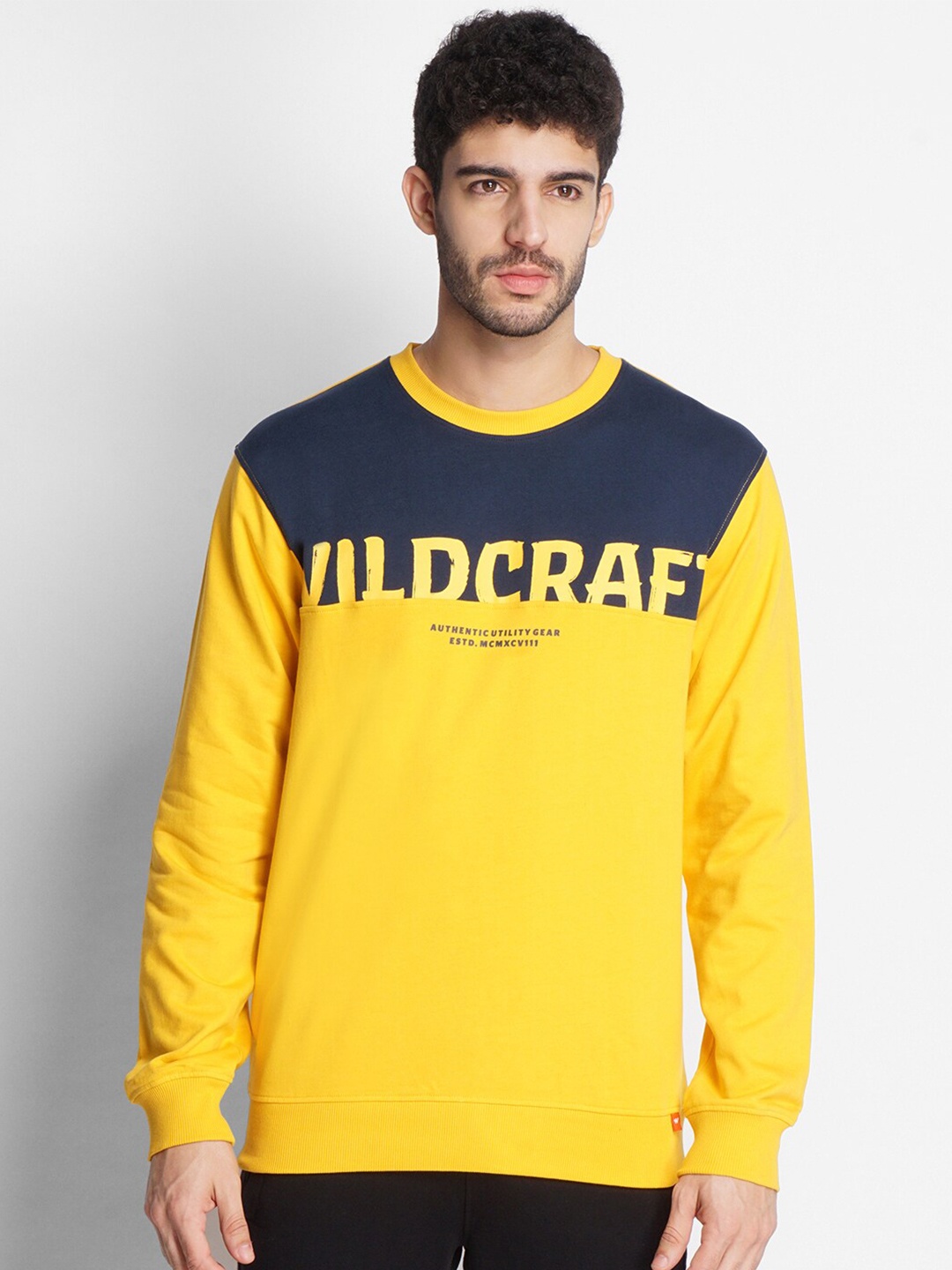

Wildcraft Men Mustard Printed Cotton Sweatshirt