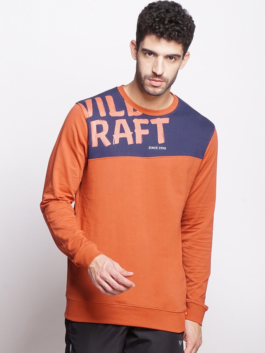 

Wildcraft Men Rust Cotton Colourblocked Sweatshirt