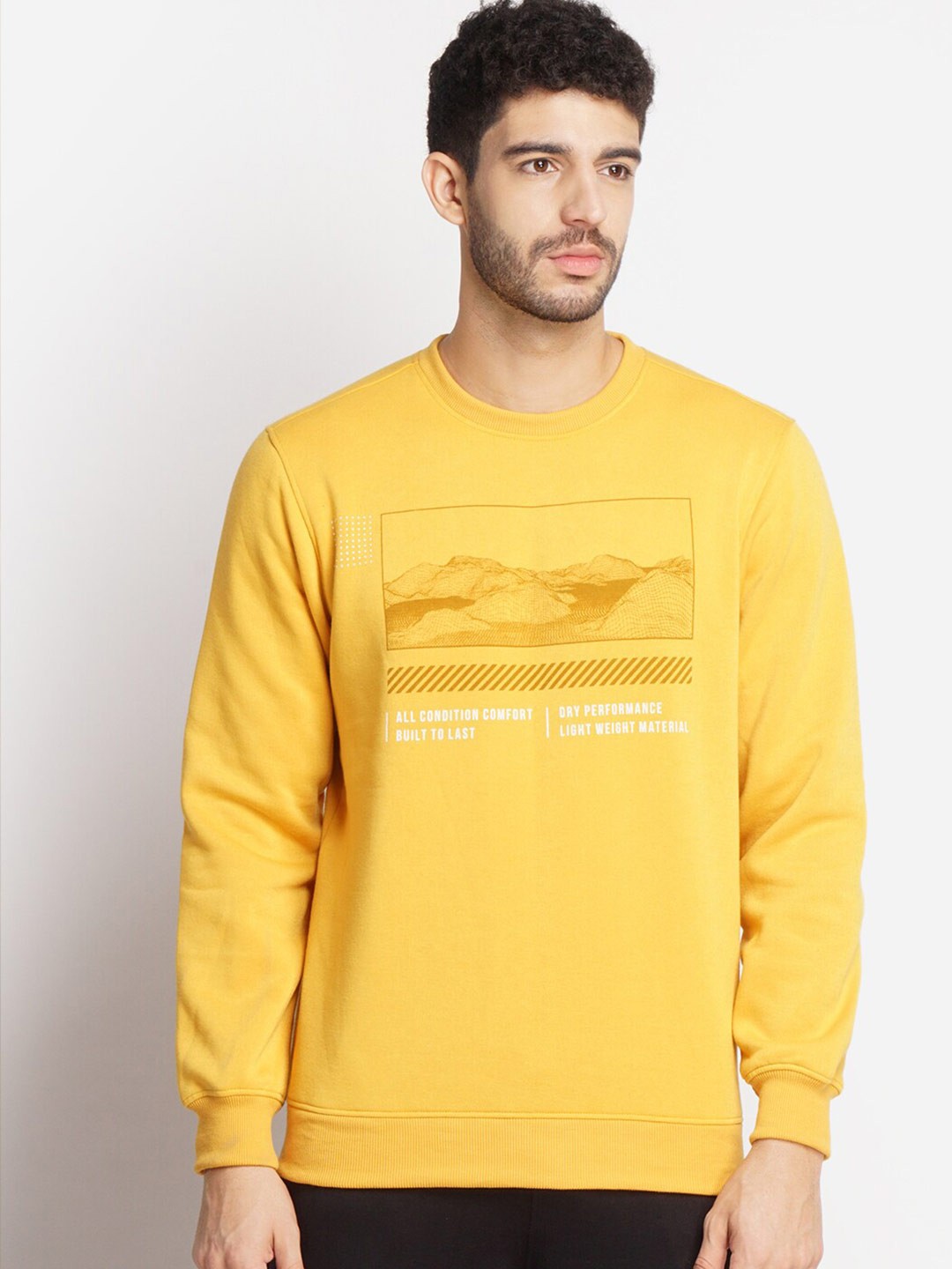 

Wildcraft Men Mustard Printed Sweatshirt