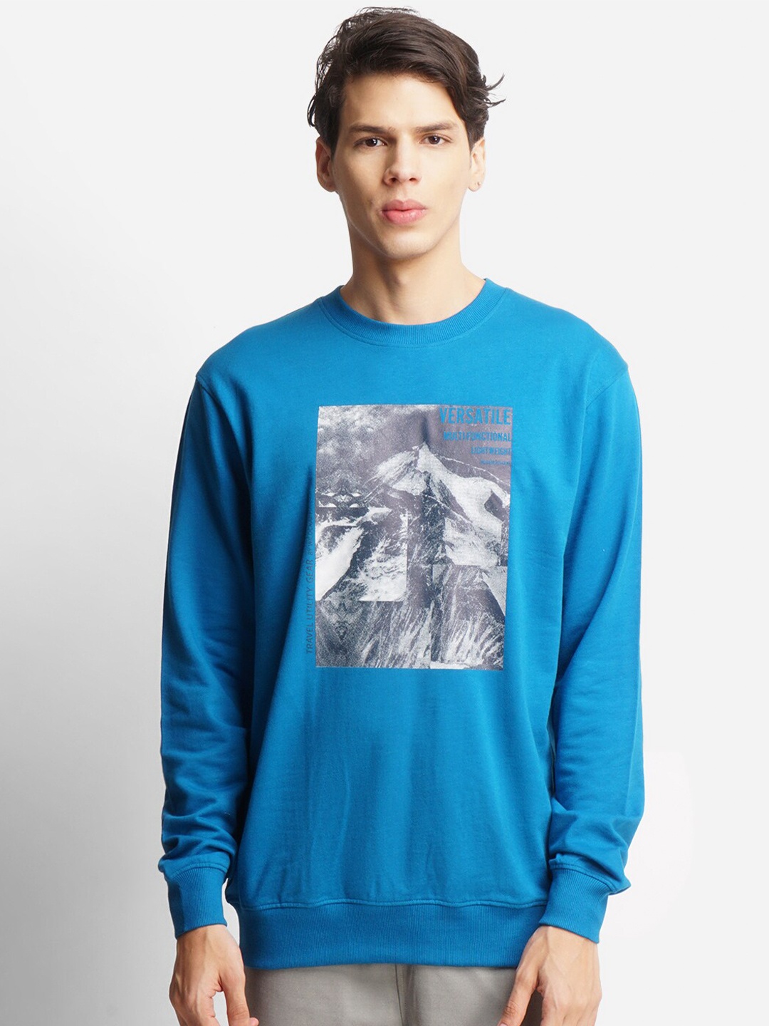 

Wildcraft Men Blue Printed Sweatshirt