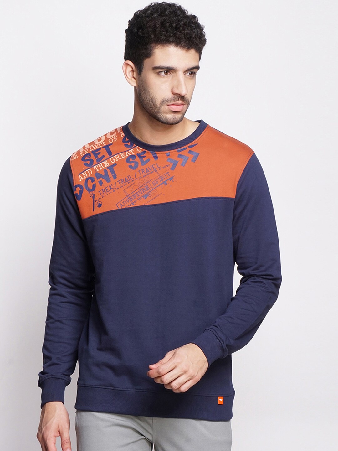 

Wildcraft Men Navy Blue Printed Sweatshirt