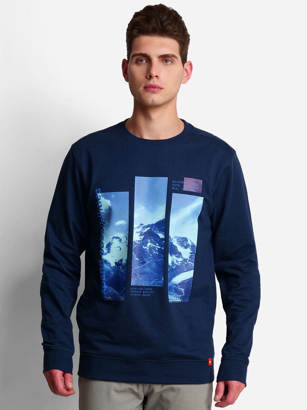

Wildcraft Men Navy Blue Printed Sweatshirt