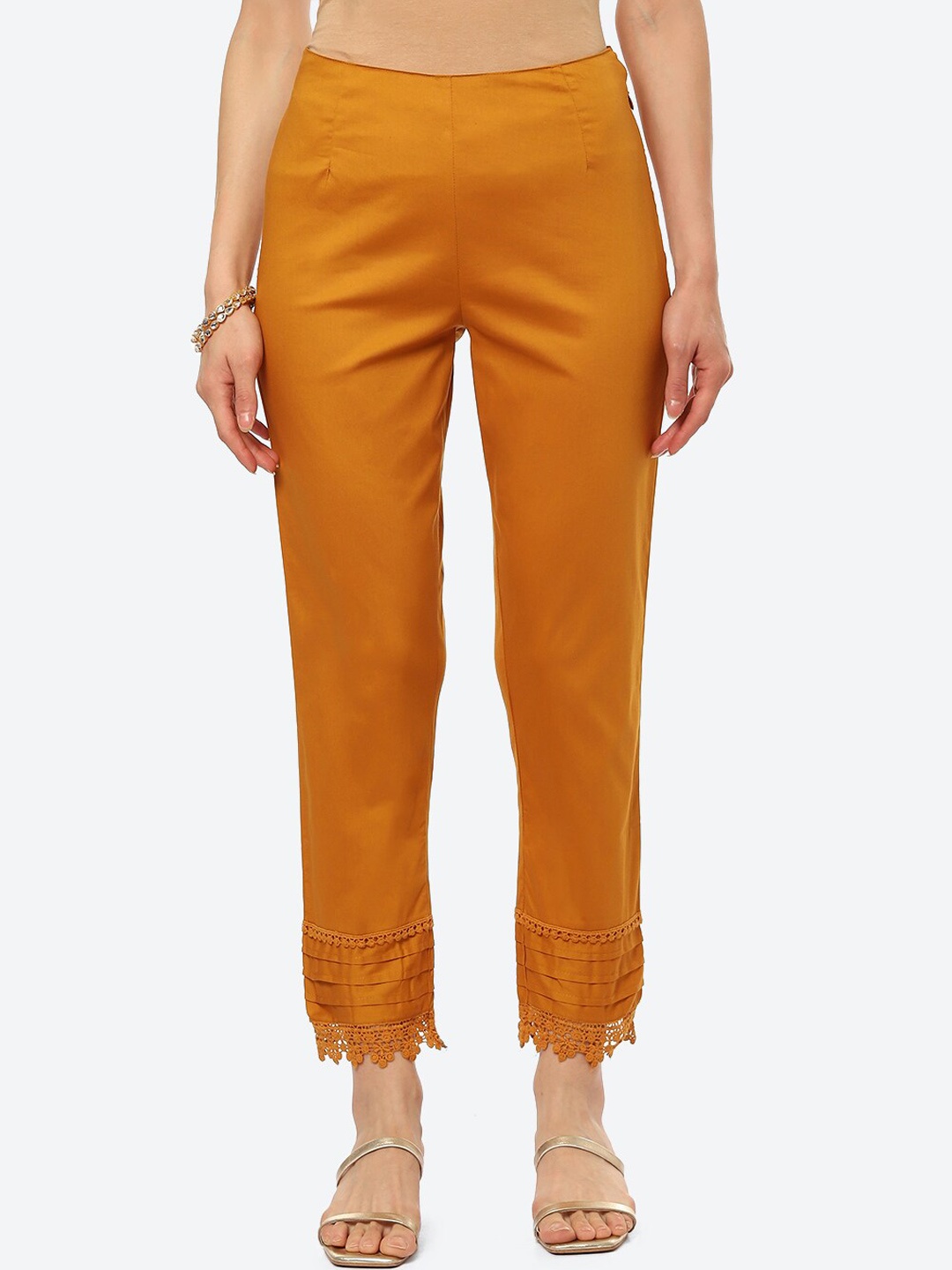 

Rangriti Women Mustard Yellow Relaxed Trousers