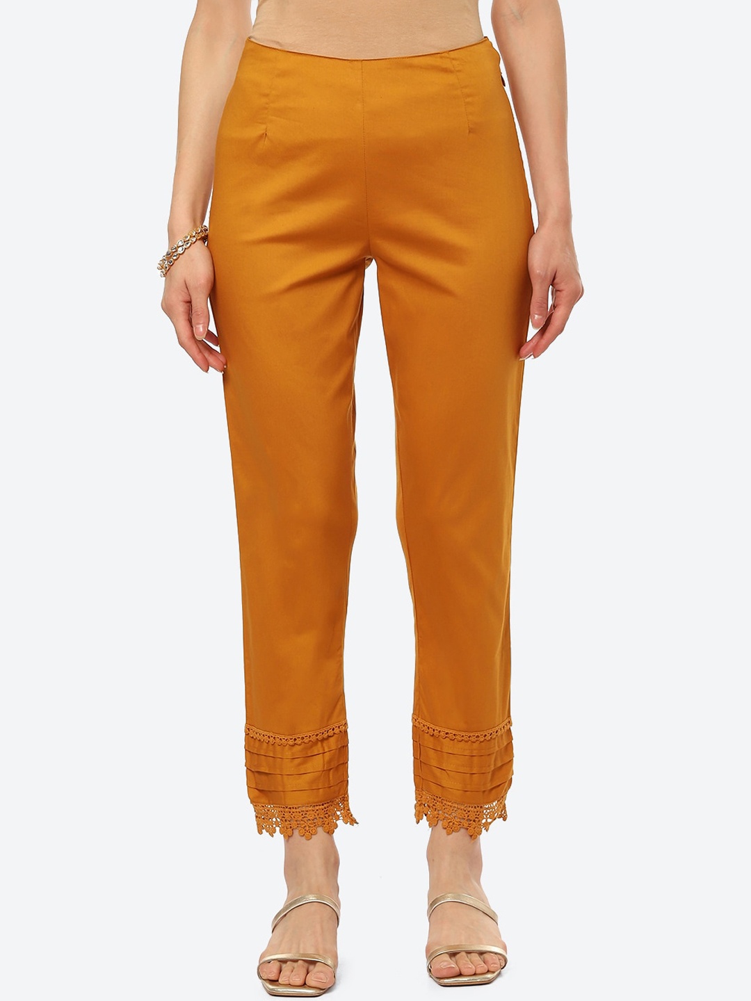 

Rangriti Women Mustard Yellow Relaxed Trousers