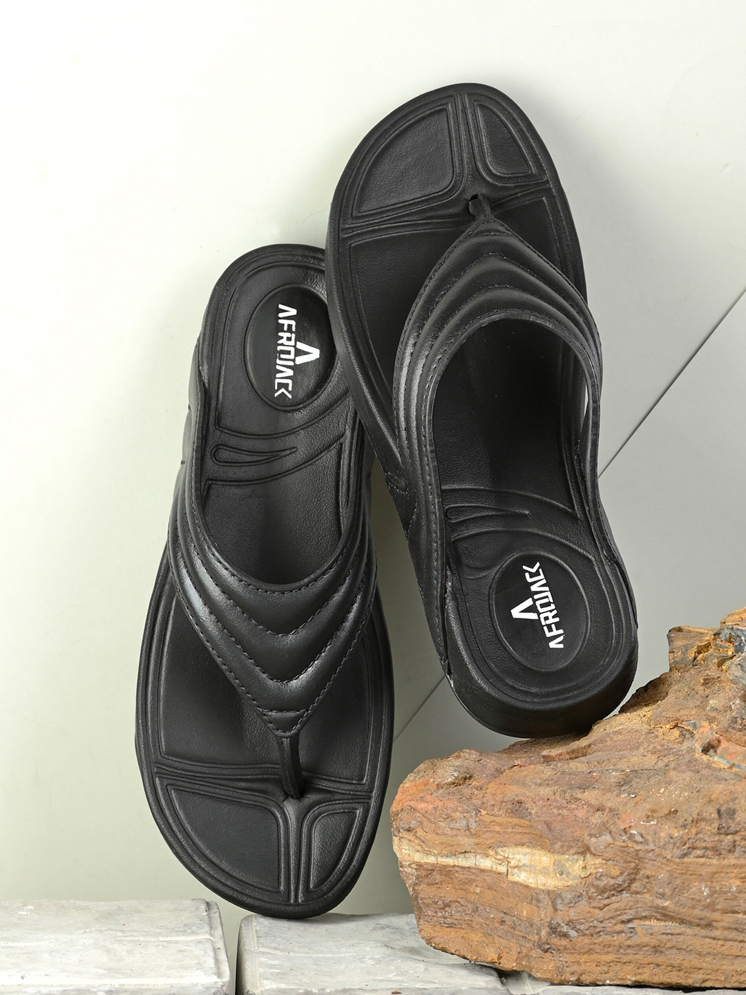 

AfroJack Men Black Comfort Sandals