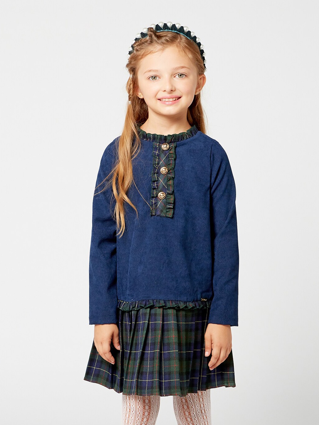 

One Friday Girl Navy Blue Drop-Waist Dress