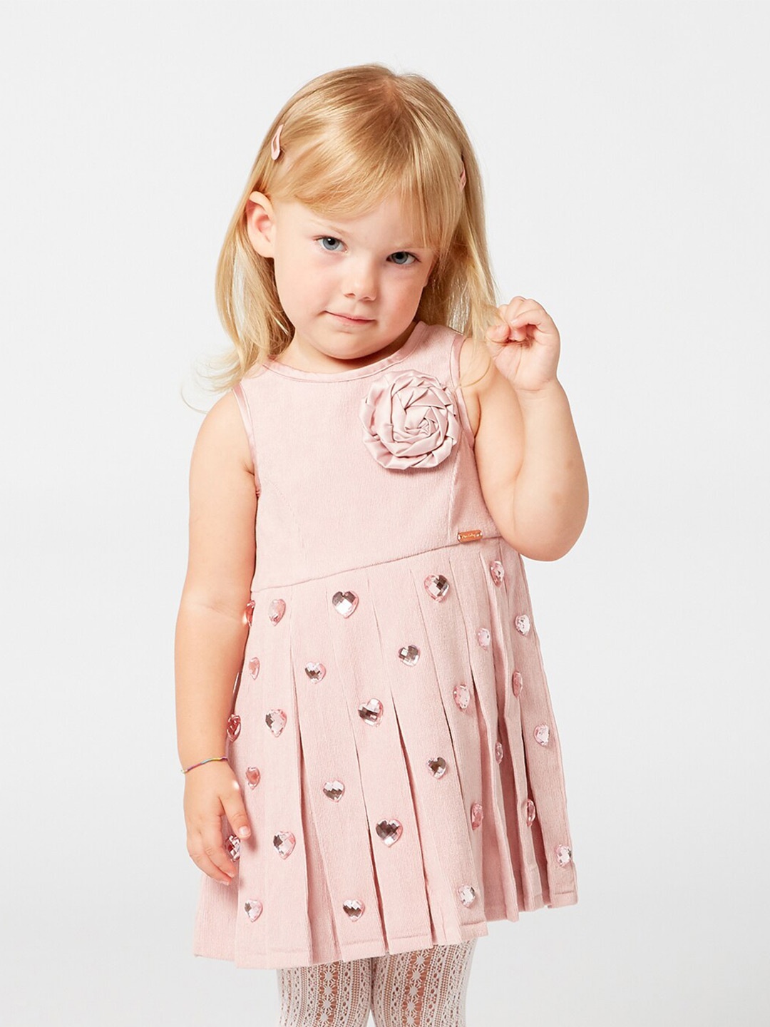

One Friday Girl Pink Embellished Floral Dress