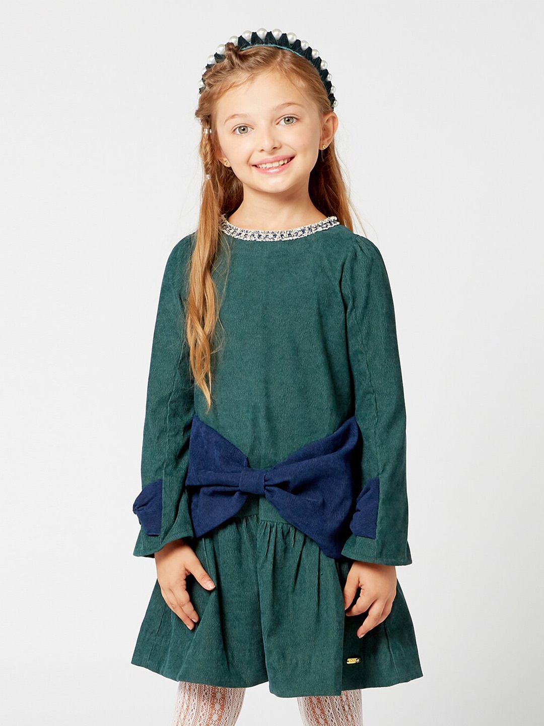 

One Friday Girl Green Solid Drop-Waist Dress
