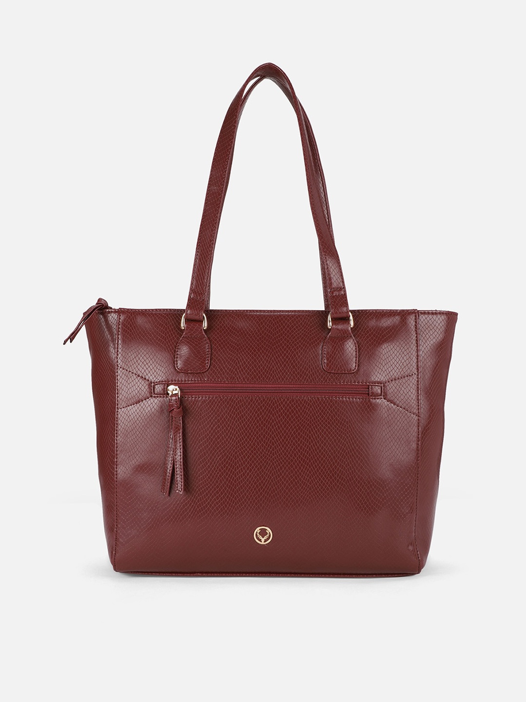 

Allen Solly Maroon Textured PU Structured Shoulder Bag