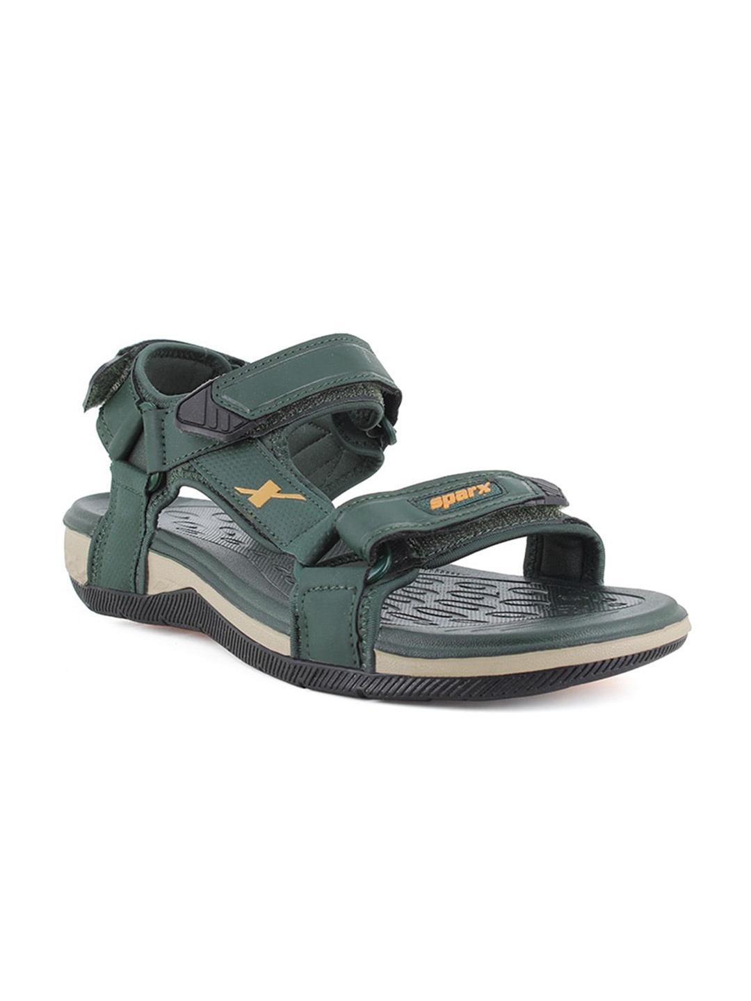 

Sparx Men Green & Gold Coloured Solid Sports Sandals