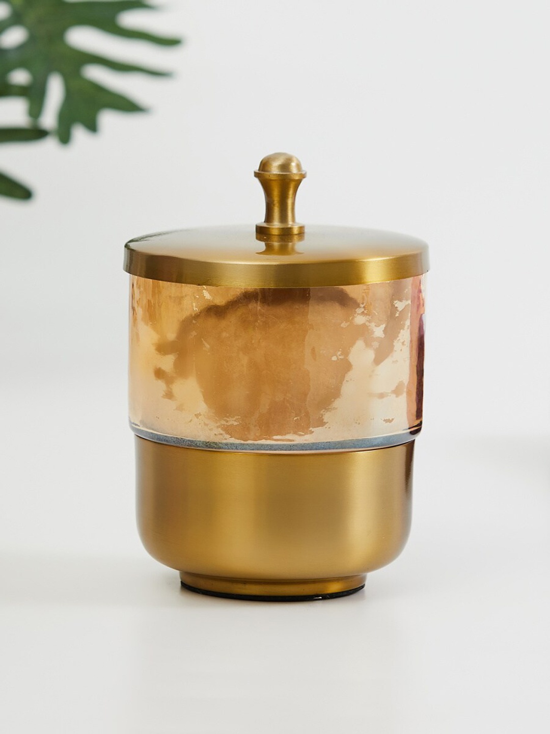 

Home Centre Gold-Toned Metal Cotton Holder