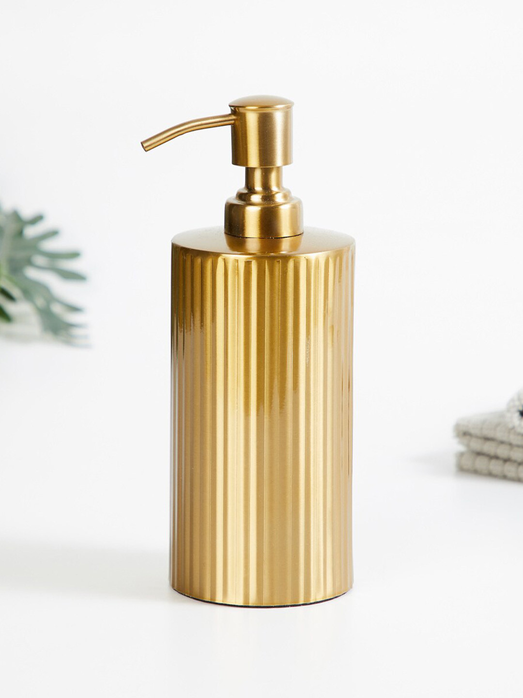 

Home Centre Gold-Toned Textured Freestanding Soap Dispenser
