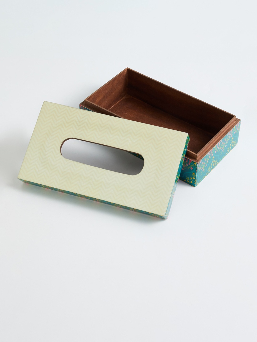 

Home Centre Blue & Pink Floral Printed Wooden Tissue Holder