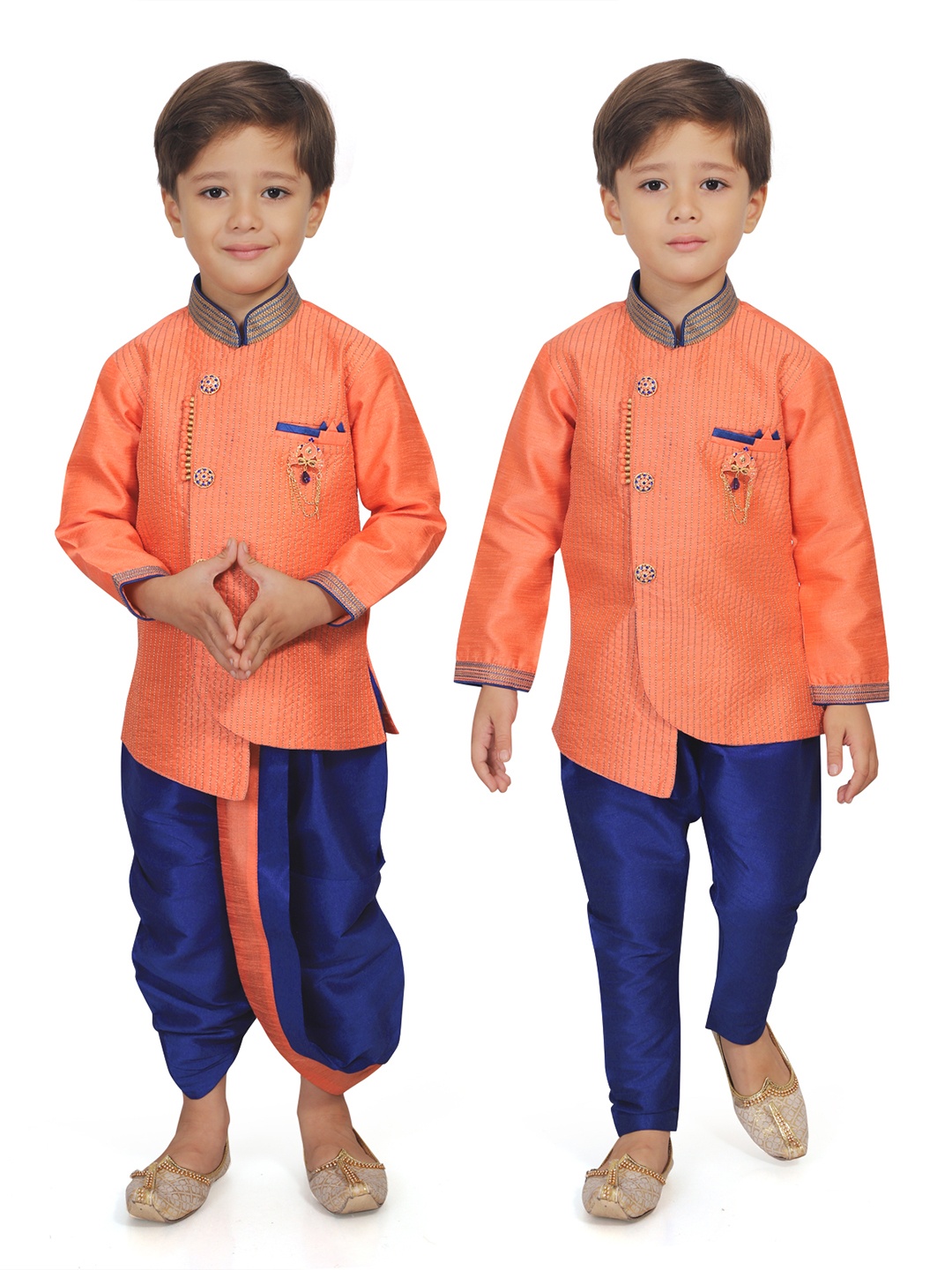 

Kids Farm Boys Kurta with Dhoti Pants Combo Set, Peach