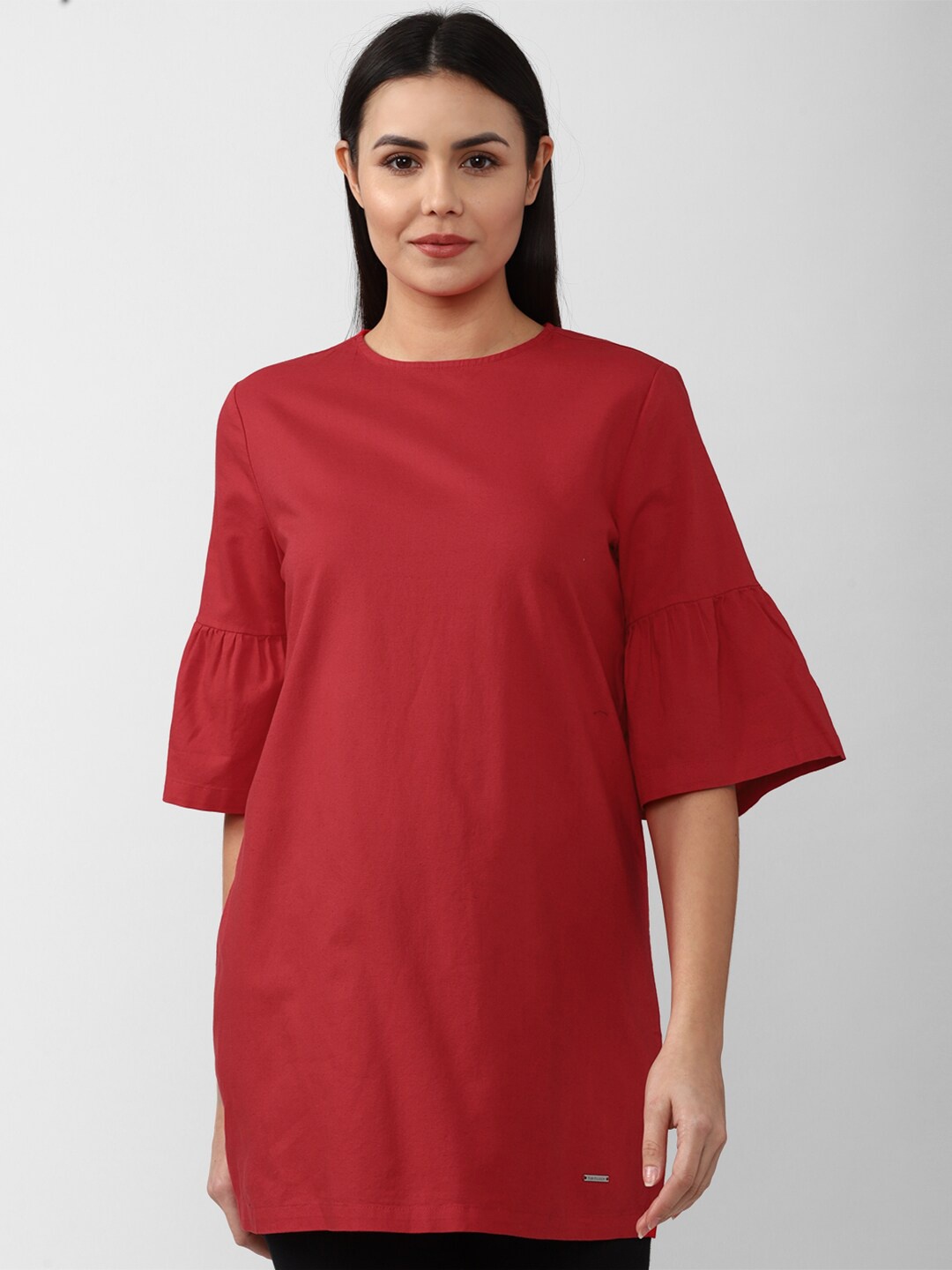 

Van Heusen Woman Linen Cotton Solid Tunic, Red