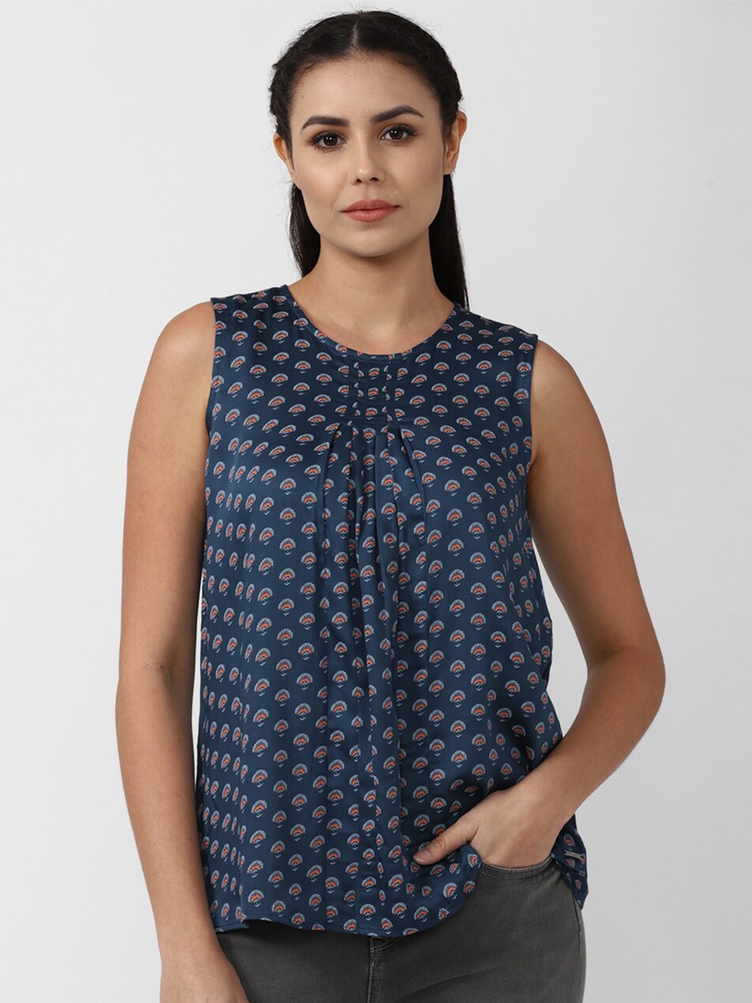 

Van Heusen Woman Modal Printed Tunic, Navy blue