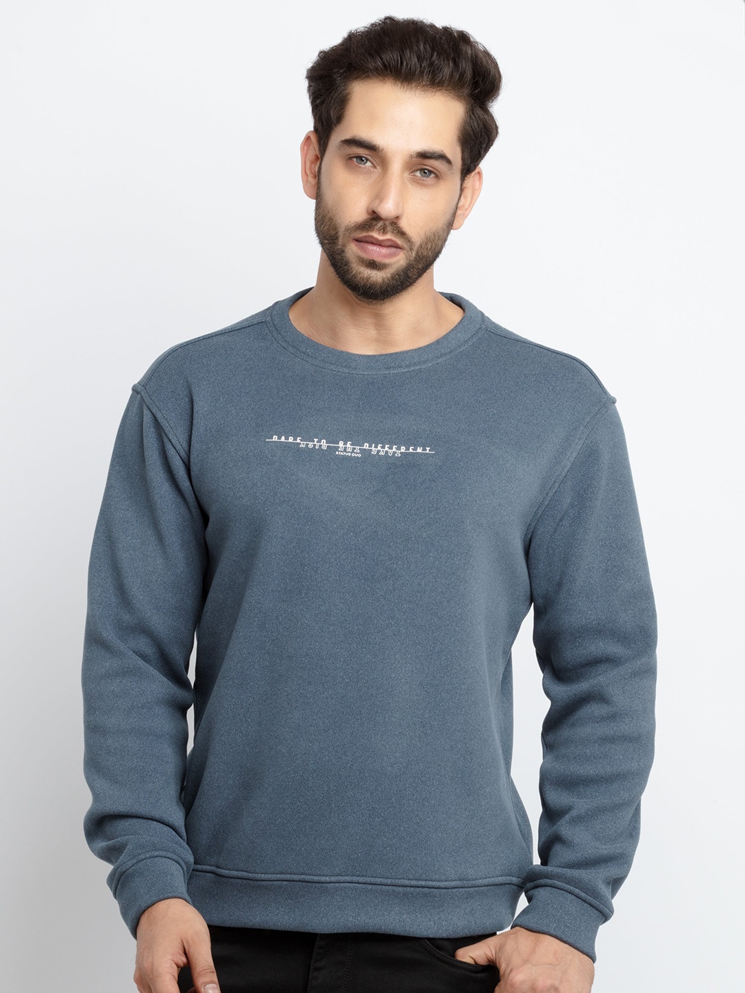 

Status Quo Men Blue Round Neck Sweatshirt