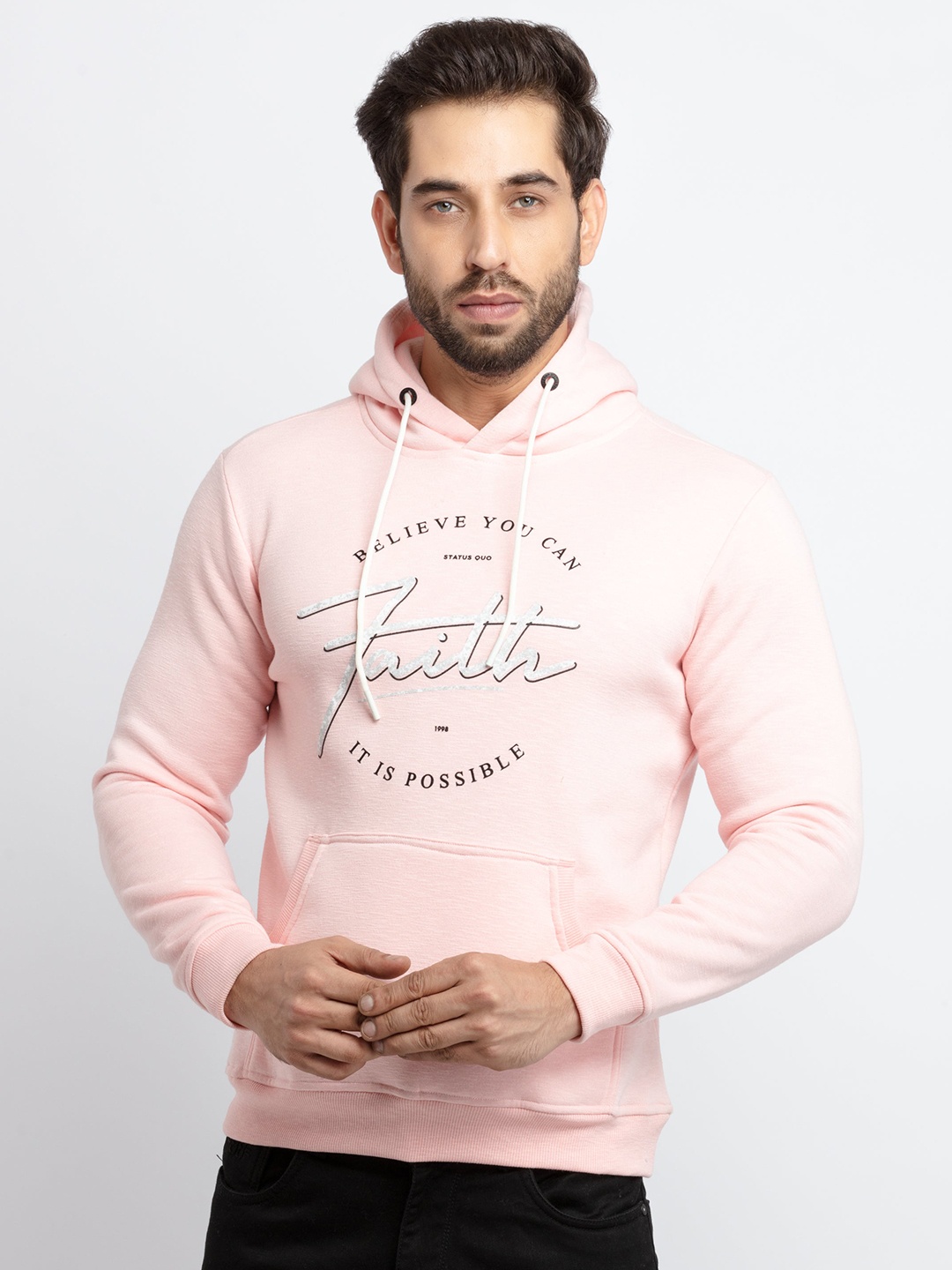 

Status Quo Men Pink Printed Cotton Sweatshirt