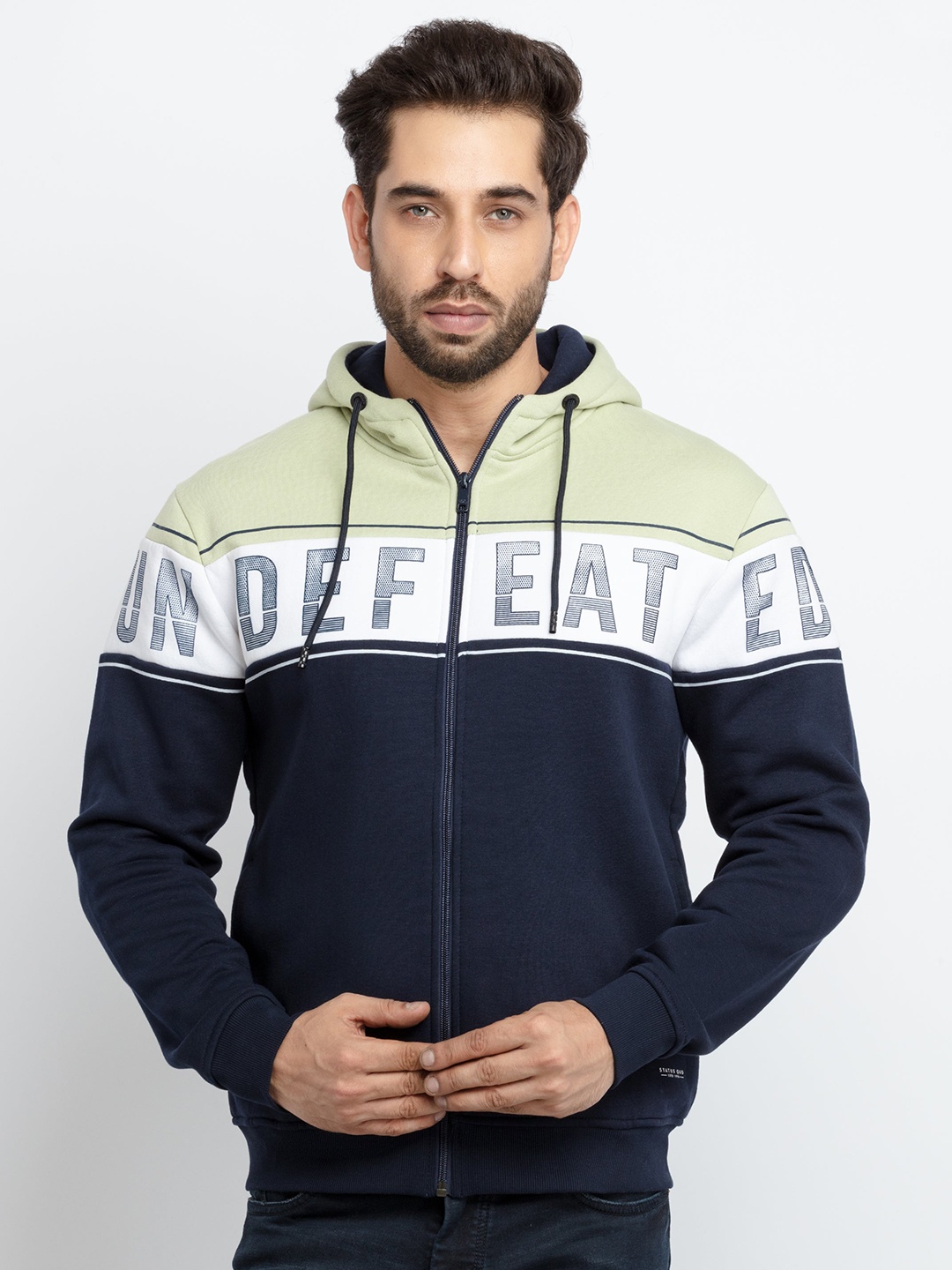 

Status Quo Men Green Printed Cotton Sweatshirt