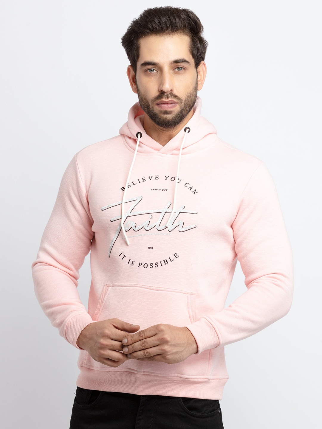 

Status Quo Men Pink Printed Cotton Sweatshirt