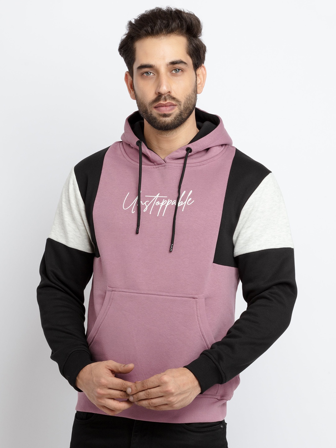 

Status Quo Men Mauve Colourblocked Cotton Sweatshirt