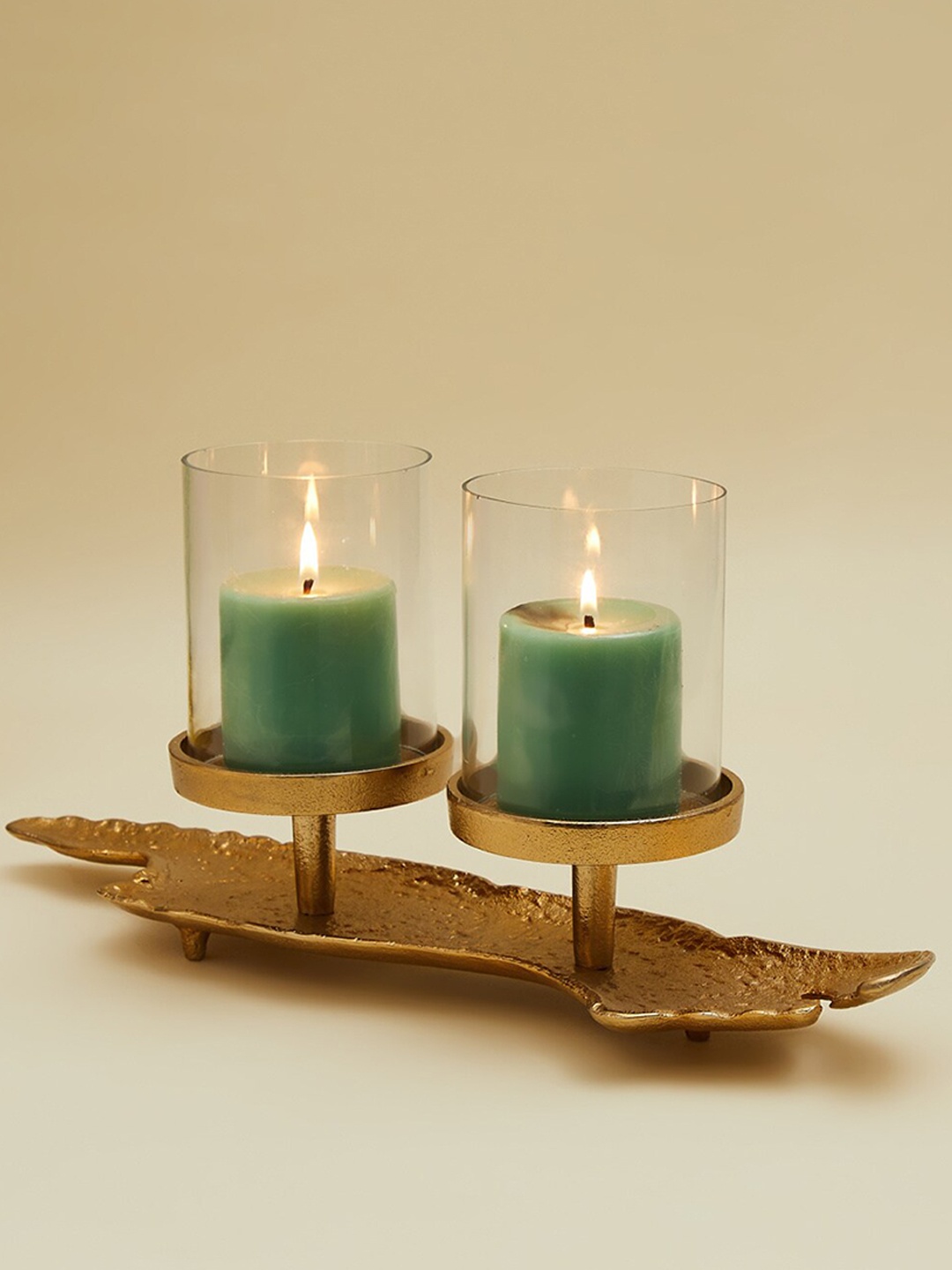 

Home Centre Gold-Toned Solid Candle Holders With Stand